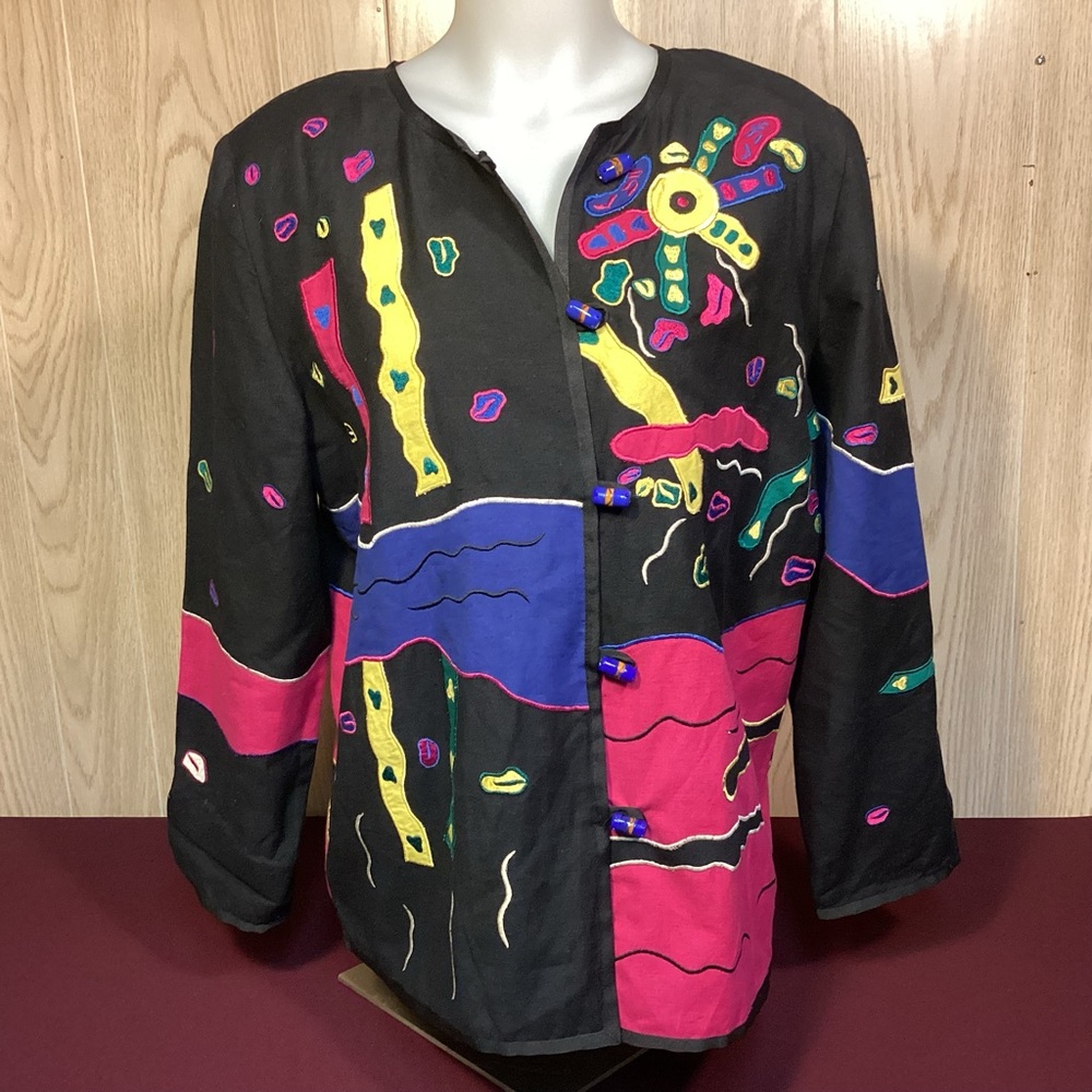 Indigo Moon Embroidered Patchwork Womens Jacket S… - image 1